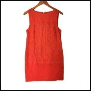 Studio One Sleeveless Crew Neckline Shift Dress Orange size 8‎ Cotton